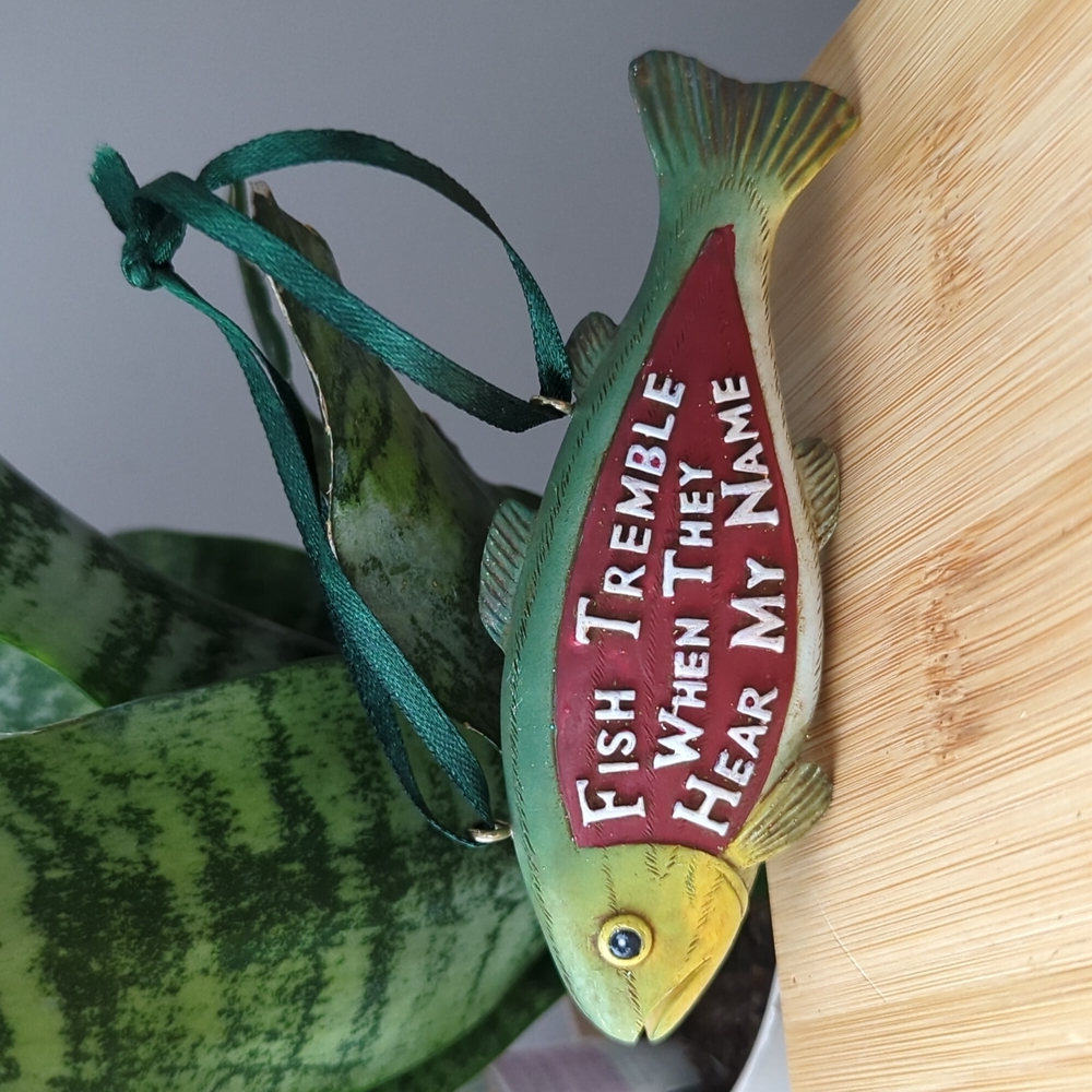 EUC rustic style fishing ornament